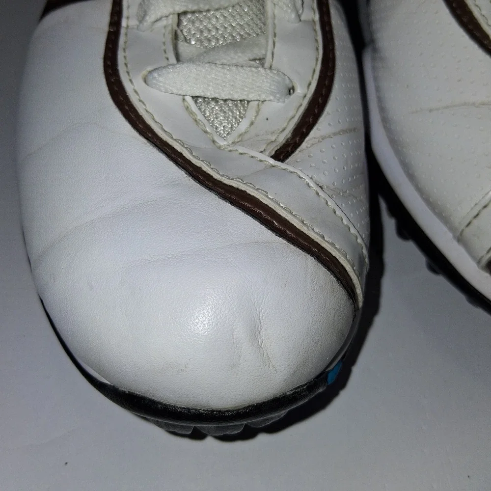Nike TAC Power‎ Channel White/Brown Leather Lace Up Golf Shoes Women's Size 6.5